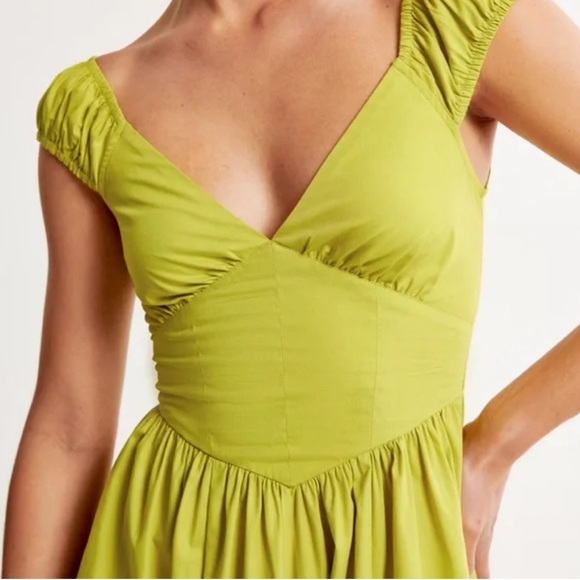Abercrombie Cap Sleeve Corset Midi Dress NWT - Lime XL - Picture 2 of 8